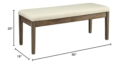 Acme Furniture Bench, Beige Linen & Salvage Brown