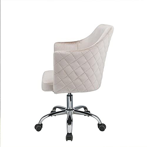 HomeRoots Modern Style and Elegant Arm Office Chair Swivel and Adjustable Height, Champagne Velvet - 25'x 23'x 37'