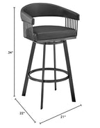 HomeRoots 26' Mod Black Faux Leather Black Finish Swivel Bar Stool