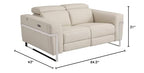HomeRoots 65' Beige Italian Leather and Stainless Reclining Love Seat
