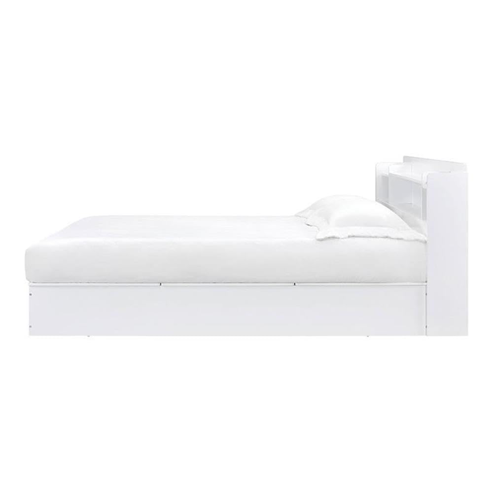 Acme Perse Wood Queen Platform Bed with Under Storage in White