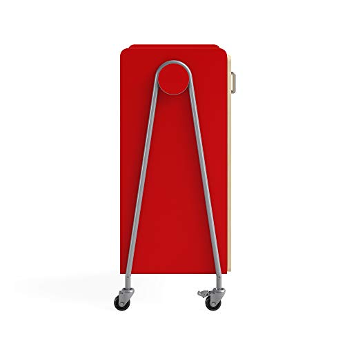 Safco Products 3934RED Whiffle Typical 14, Double Column 12-Tote 4-Shelf Doored Rolling Storage Cart with Magnetic Dry-Erase Back, Red, 48&quot; H, Tall