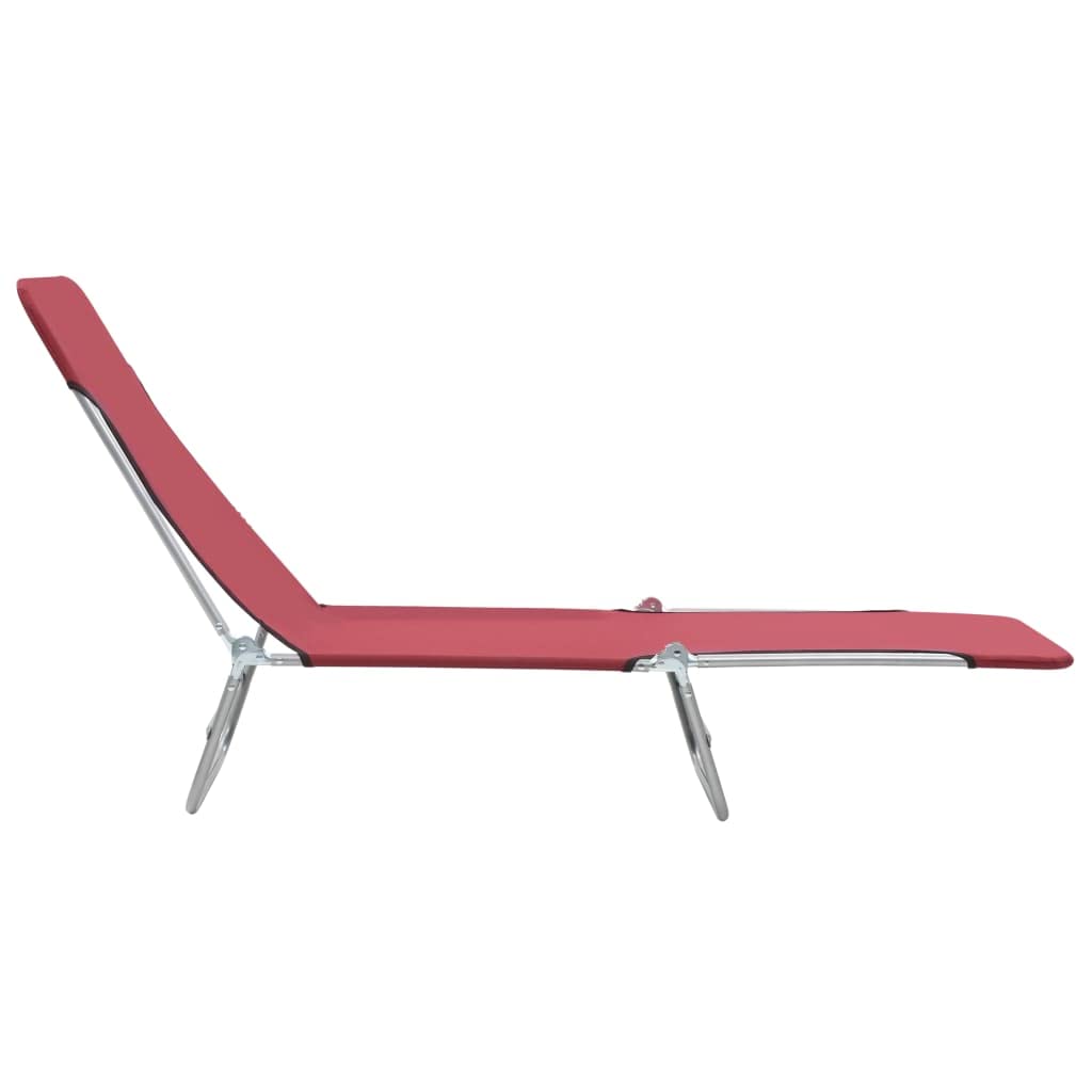 vidaXL 2X Folding Sun Loungers Camping Outdoor Garden Patio Beach Poolside Sun Relaxing Chaise Lounge Chair Seating Steel and Fabric Red