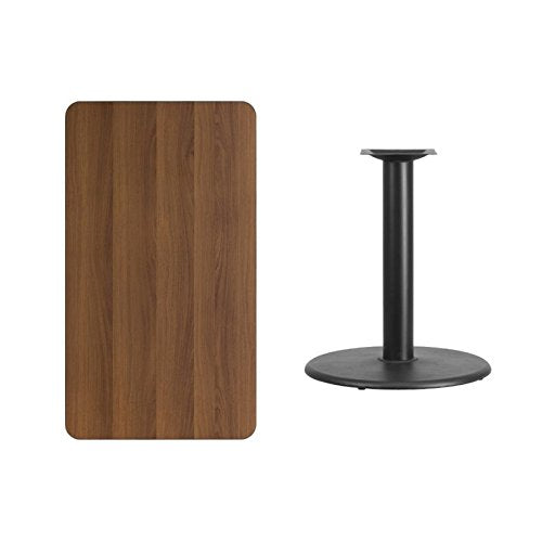 Flash Furniture 24'' X 42'' Rectangular Walnut Laminate Table Top With 24'' Round Table Height Base