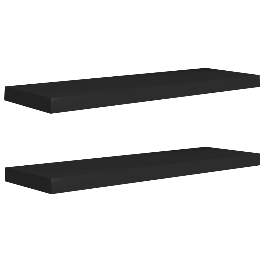 vidaXL Black Floating Wall Shelves, Set of 2, Modern Design, Honeycomb MDF, and Metal Construction, 31.5&quot;x 9.3&quot;x 1.5&quot;
