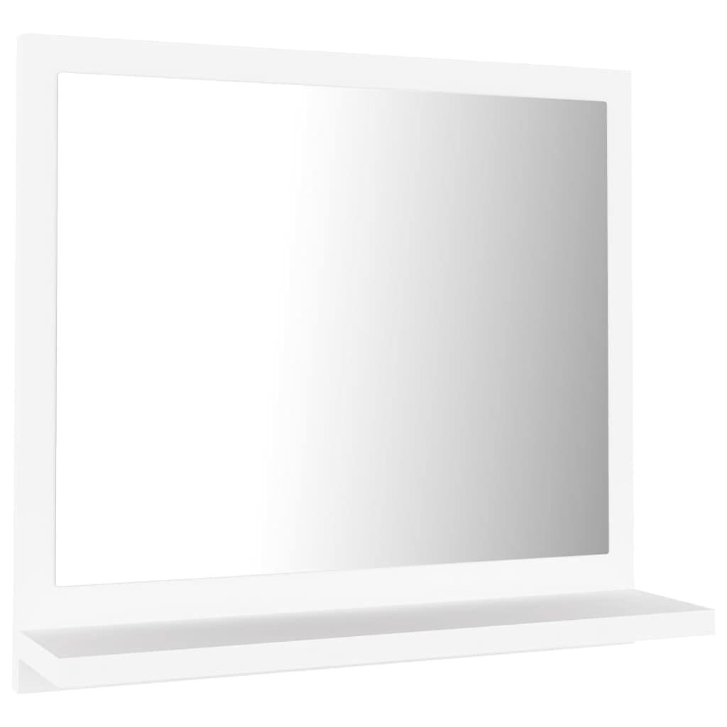 vidaXL Bathroom Vanity Mirror with Shelf - Engineered Wood/Acrylic, Contemporary Wall-Mounted White Design - 15.7&quot;x4.1&quot;x14.6&quot;