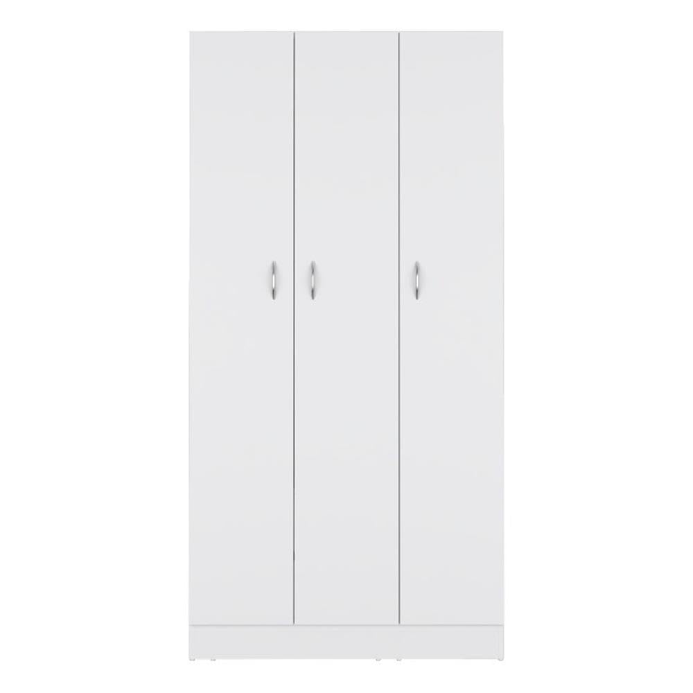 Wardrobe Armoire 71H With 3-Doors And 2-Inner Drawers, 3 Doors, White