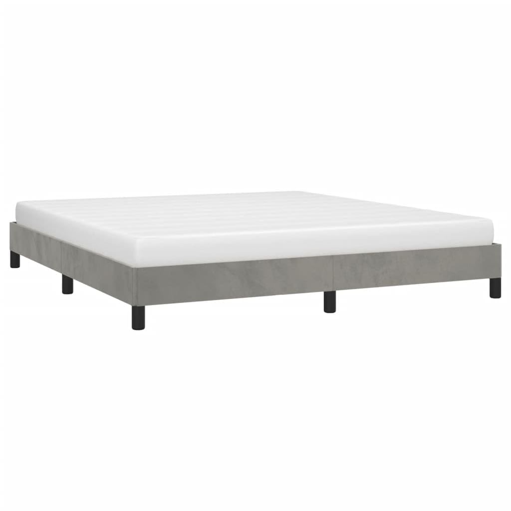 vidaXL King Size Bed Frame with Plywood Slats, Platform Bed Frame, Velvet Upholstered Mattress Foundation, No Box Spring Needed & Easy Assembly, Light Gray, Without Mattress