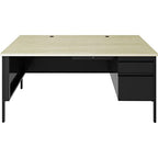 Lorell Fortress Series 66" Right Pedestal Desk - 66" x 29.5" x 30" Maple Surface