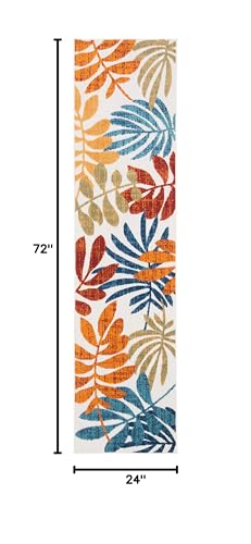 Safavieh Cabana Collection Runner Rug - 2' X 6', Creme & Red, Botanical Design, Non-Shedding & Easy Care, Indoor/Outdoor & Washa