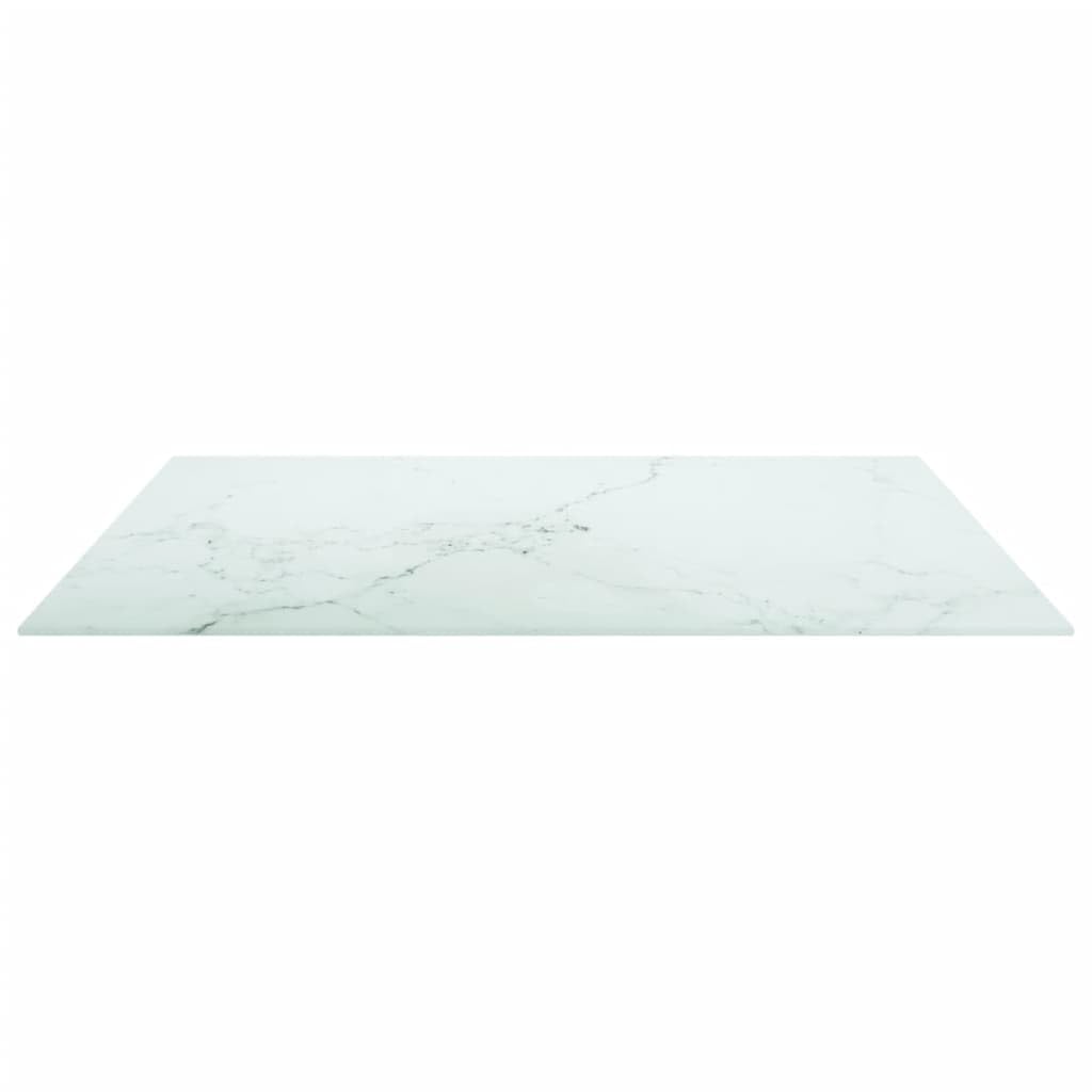 vidaXL Tempered Glass Table Top with Marble Design in White, Square Shape for Coffee Tables or Dining Tables, 31.5 x 31.5 Inches, Easy to Clean, Durable, No Assembly Required