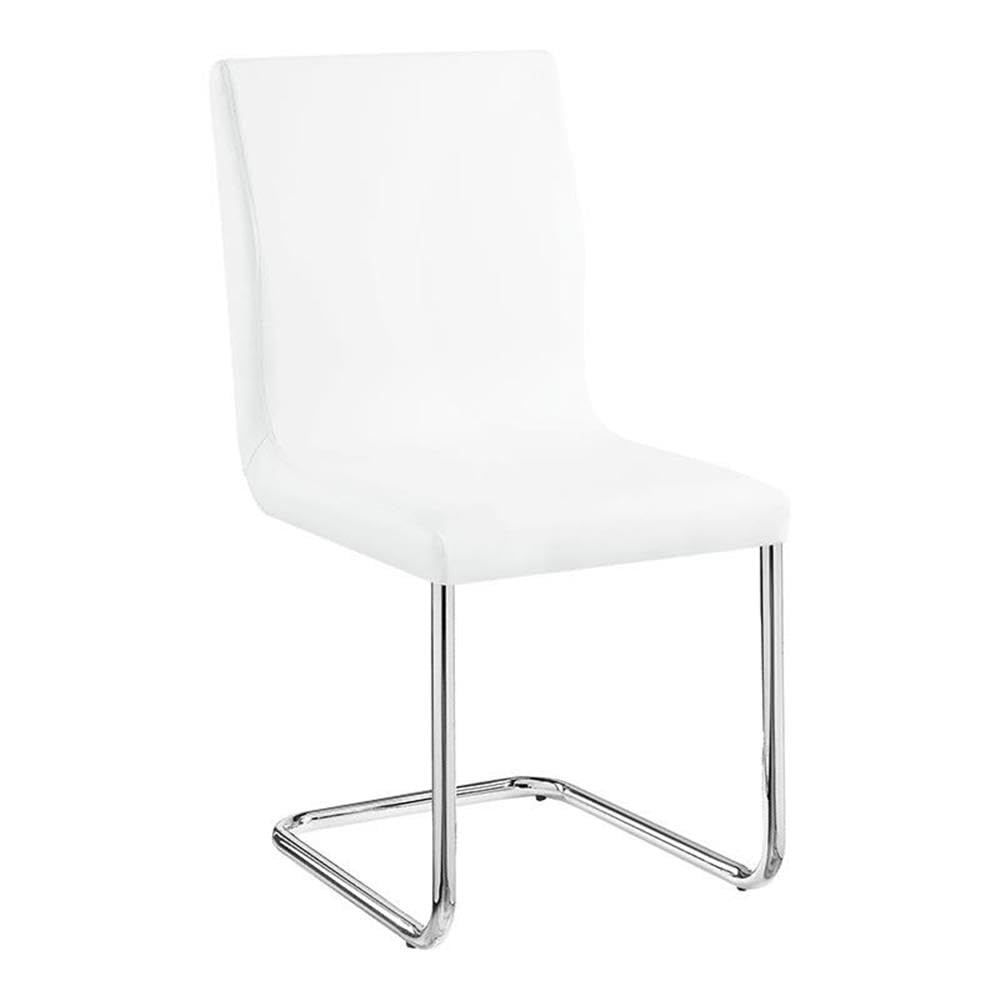 Acme Palton Faux Leather Tufted Side Chairs in White and Chrome (Set of 2)