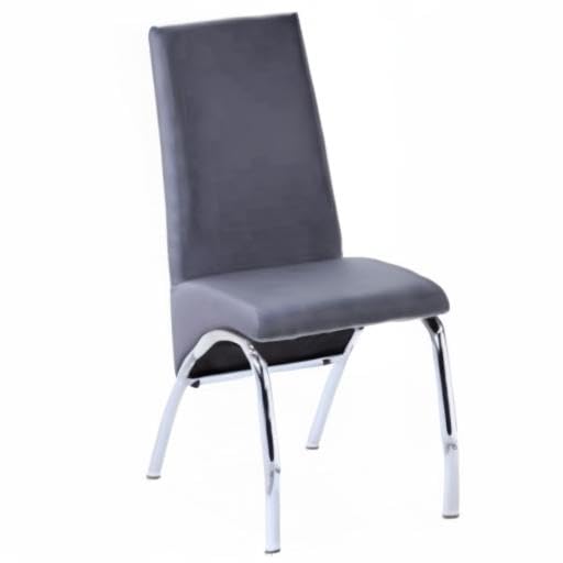 Acme Noland Side Chair (Set-2) In Gray Pu & Chrome