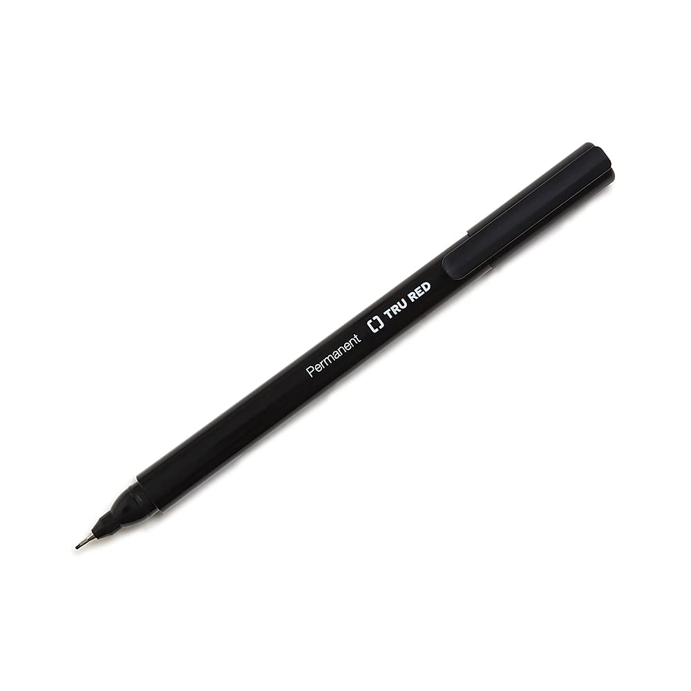 Staples Tru Red Permanent Markers Ultra Fine Tip Black Dozen