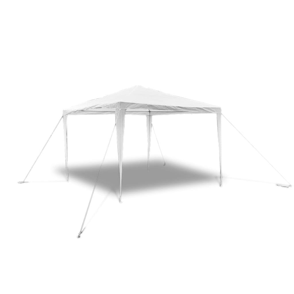 vidaXL White 10'x10' Garden Gazebo Pavilion - Pyramid Roof, Rust-Resistant Steel Frame, Polyethylene Tarp Roof, Ideal for Outdoor Events