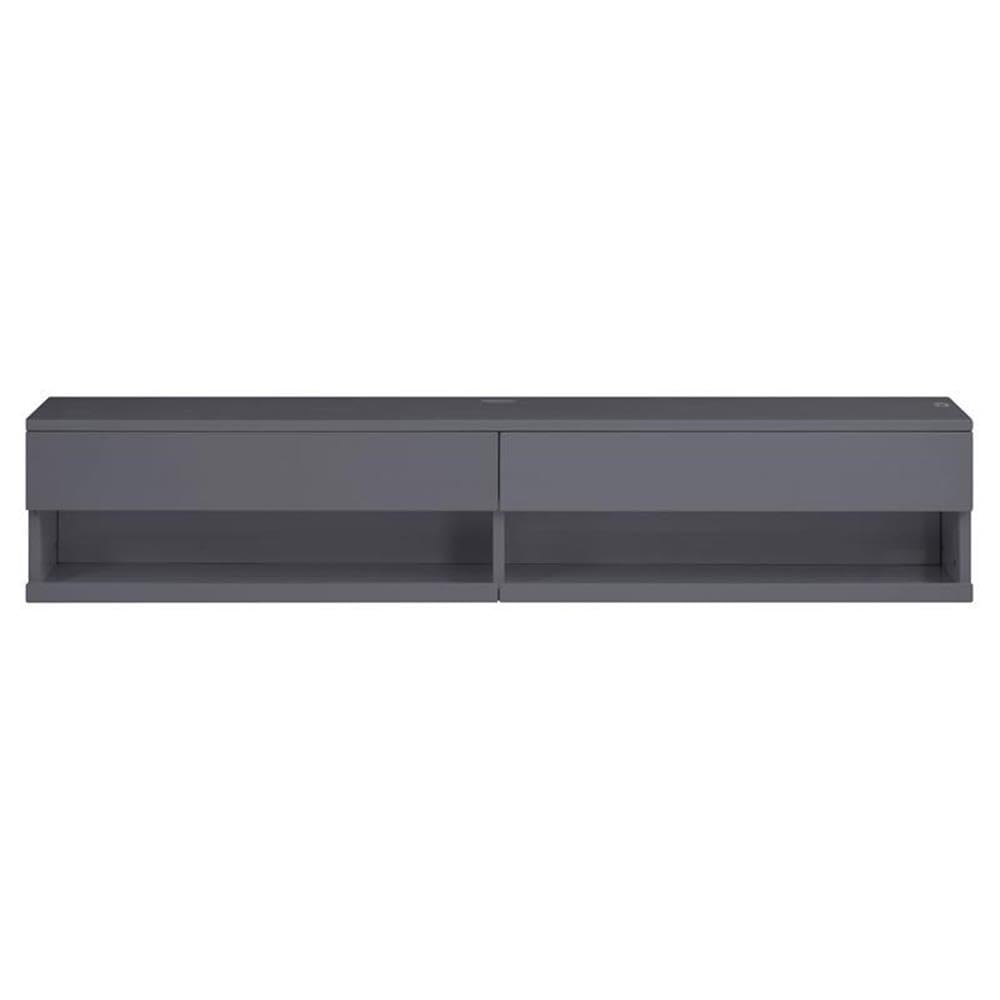 Acme Ximena Wooden Rectangular Floating TV Stand with LED Lighting in Gray