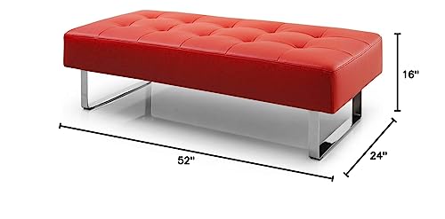 HomeRoots Furniture 52' X 24' X 16' Red Faux Leather Bench