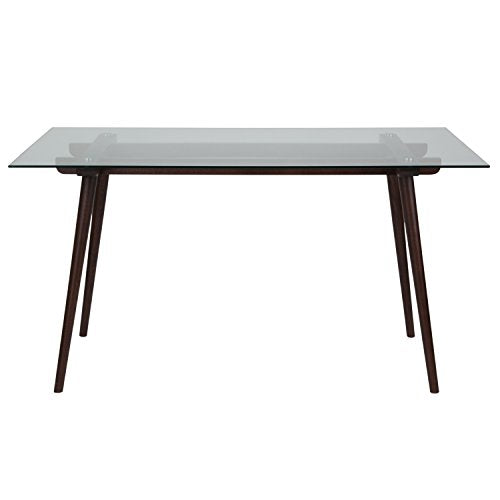 Flash Furniture Meriden 31.5&quot; X 55&quot; Rectangular Solid Espresso Wood Table With Clear Glass Top
