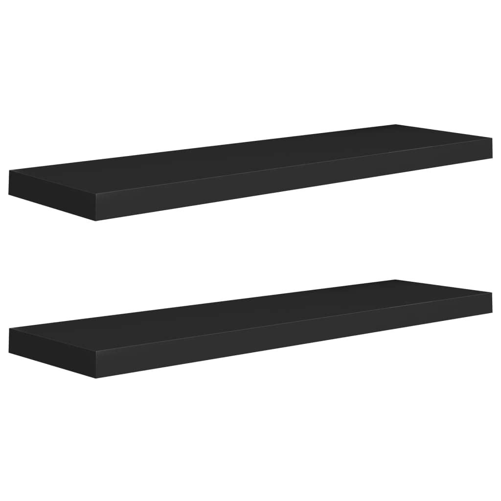 vidaXL - Set of 2 Black Floating Wall Shelves - 35.4&quot;x9.3&quot;x1.5&quot; - Durable Honeycomb MDF and Metal Frame - Easy to Install