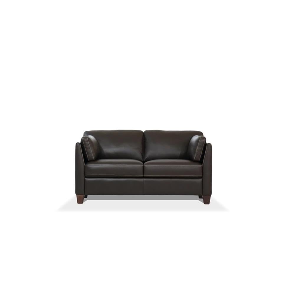 Acme Matias Leather Loveseat in Chocolate