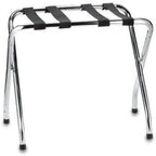 Foldable X-Shape Luggage Rack with Nylon Straps & Rubber Feet, Chrome Finish