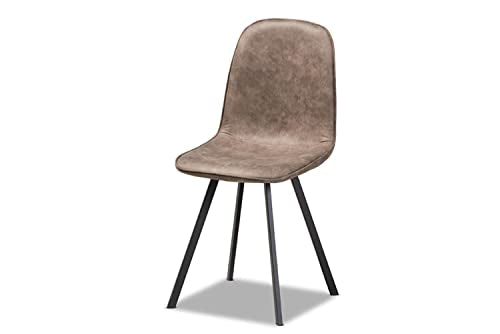 Baxton Studio Filicia Modern and Contemporary Grey and Brown Imitation Leather Upholstered 4-Piece Metal Dining Chair Set Set