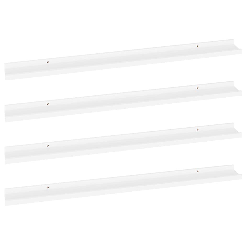 vidaXL White Floating Wall Shelves (4 pcs), MDF Construction, Easy Assembly, 39.4"x3.5"x1.2" - Versatile Storage Solution for Books, Collectables and More.