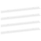 vidaXL White Floating Wall Shelves (4 pcs), MDF Construction, Easy Assembly, 39.4"x3.5"x1.2" - Versatile Storage Solution for Books, Collectables and More.