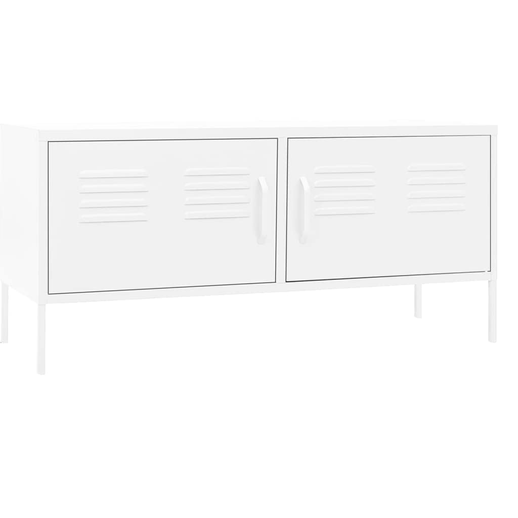 vidaXL - Durable Steel TV Stand/Cabinet with Adjustable Height and in-Built Cable Management, White