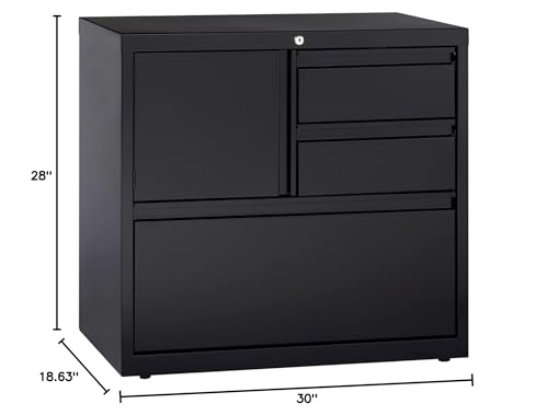 Lorell, LLR60933, 30" Personal Storage Center Lateral File - 3-Drawer, 1 Each, Black