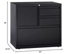 Lorell, LLR60933, 30" Personal Storage Center Lateral File - 3-Drawer, 1 Each, Black