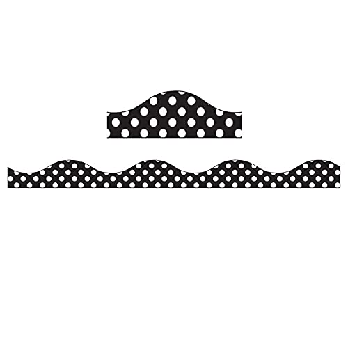 Magnetic Border, Large White Polka Dots On White, 12 Feet