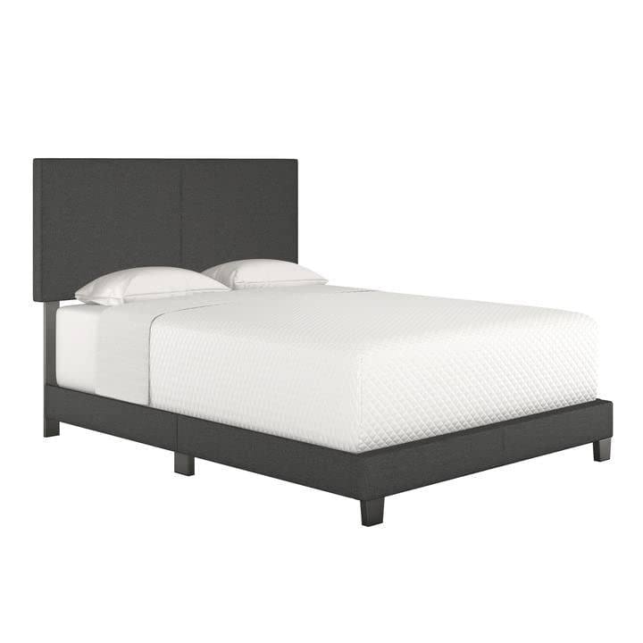 Sleep Sync Tivoli Charcoal Linen Upholstered Platform Bed Frame In Four Sizes King Glam, Farmhouse