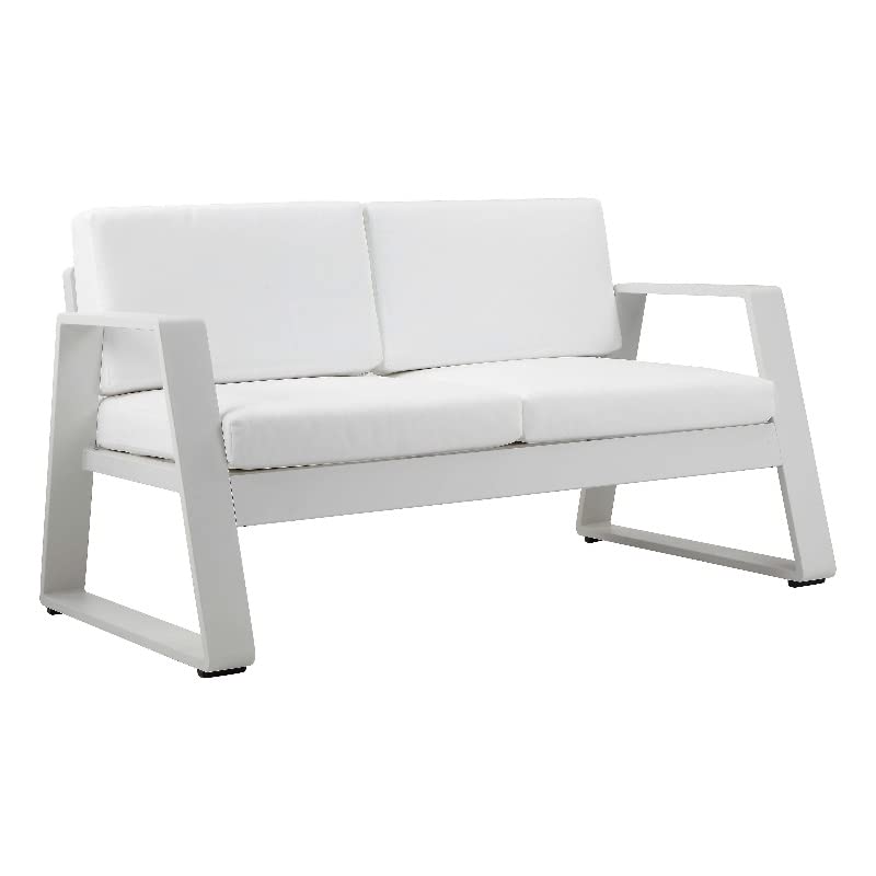 Pangea Home Air 33x57 Two Seater Modern Aluminum Sofa in White Finish