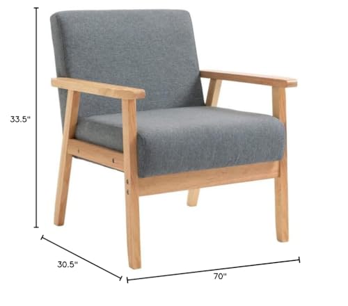 Lilola Home Bahamas Gray Linen Sofa and Chair Set with 2 Throw Pillows