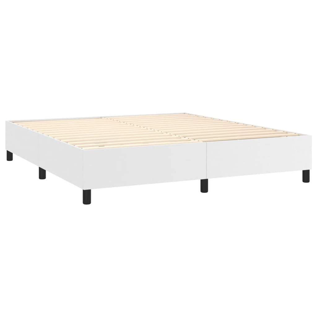 vidaXL Faux Leather King Size Box Spring Bed Frame, Elegant White 76x79.9, Engineered Wood - Suitable for King Size Mattresses