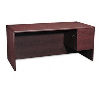 Hon-10700 L-Workstation Desk, 3/4-Right Pedestal, 66W X 30D X 29-1/2H, Mahogany