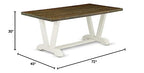 East West Furniture V-Style 40X72 In Dining Table With Wirebrushed Linen White Leg And Distressed Jacobean 418 Top Finish