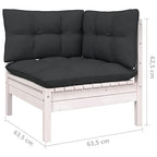 vidaXL Solid Pinewood Patio Lounge Set 11 Piece with Cushions Garden Outdoor Lawn Yard Terrace Balcony Wooden Seat Seating Furniture White