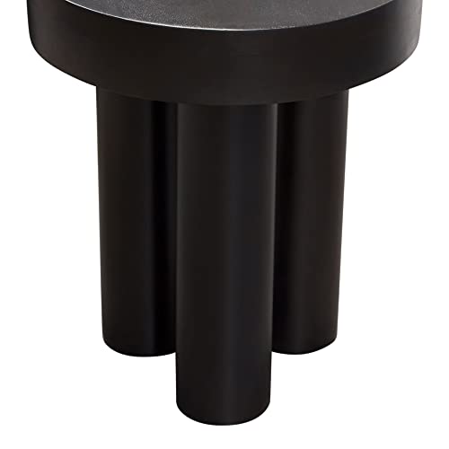 Rune 16 Inch Round End Table with Iron Leg Base in Black