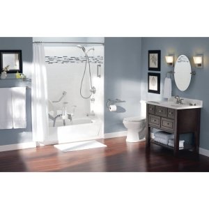Moen Brushed Nickel Bathroom Safety 8-Inch Wall Mounted Grab Bar With Integrated Toilet Paper Holder, Lr2352Dbn