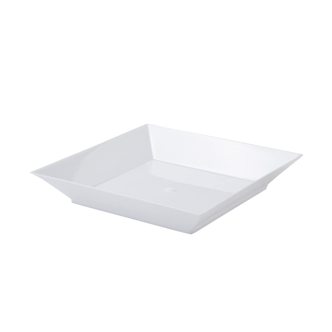 3.9 X 3.9 Inch Party Plates, 20 Disposable Appetizer Plates - Elegant, Square, White Plastic Serving Plates, Durable, For Weddin