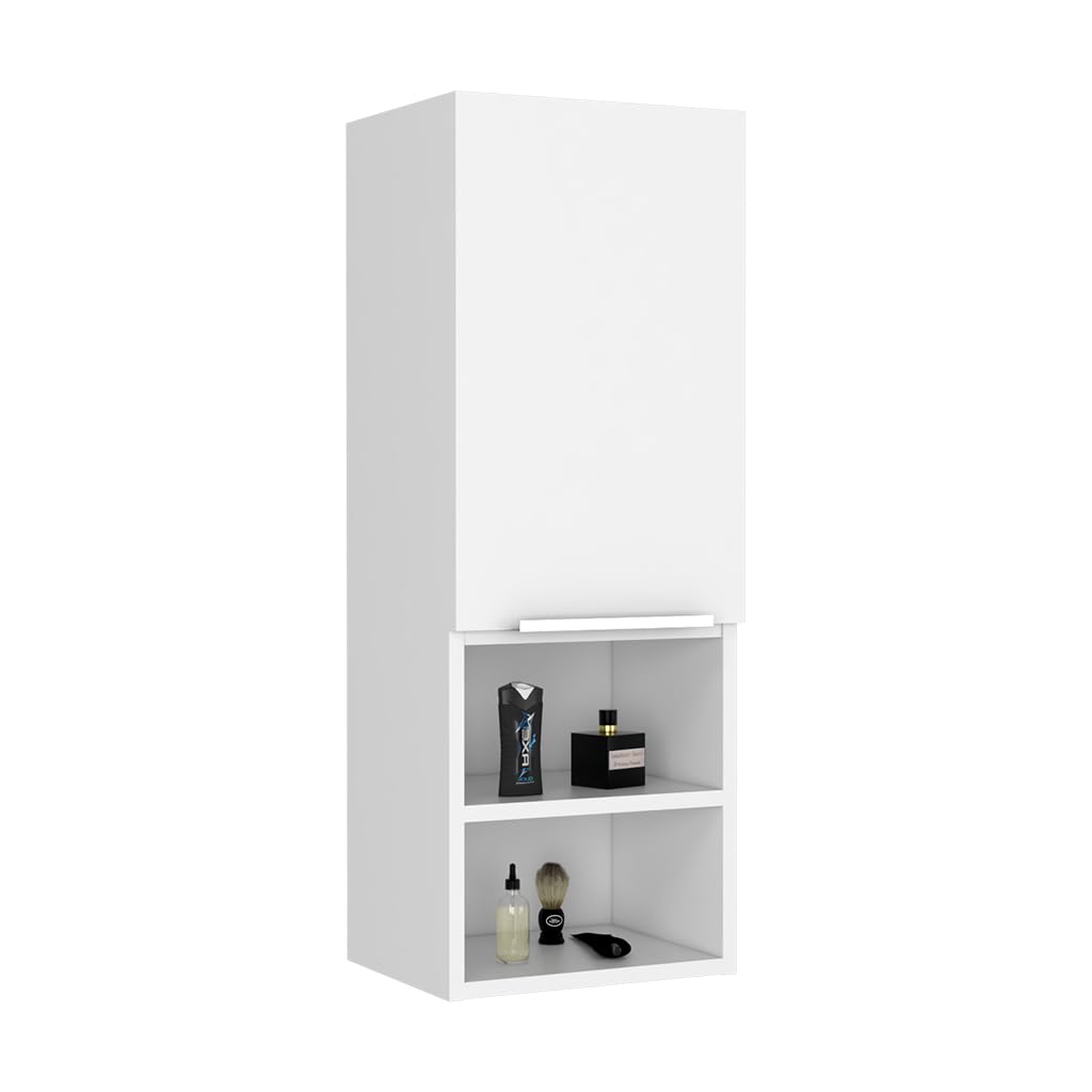 Medicine 32H Single Door Cabinet, 2 Interior Shelves, 2 External Shelves, White