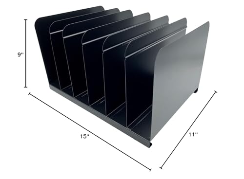 Huron Book and Magazine Rack, 6 Slot, Black Commercial Grade Steel