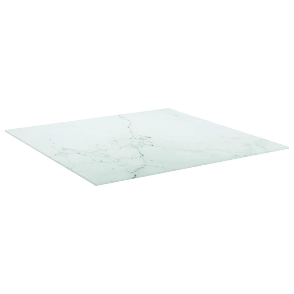 vidaXL Tempered Glass Table Top with Marble Design in White, Square Shape for Coffee Tables or Dining Tables, 31.5 x 31.5 Inches, Easy to Clean, Durable, No Assembly Required