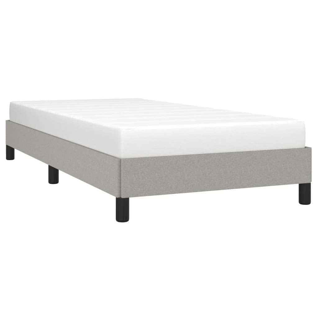 vidaXL Modern Twin Bed Frame – Durable Plywood and Engineered Wood Construction – Comfortable Fabric Bed Frame – Light Gray, Suitable for 39.4x74.8 Mattress