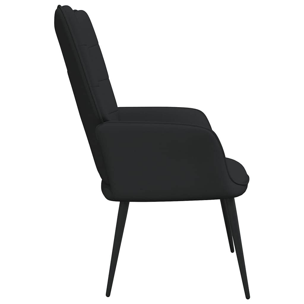 vidaXL Modern Design Relaxing Chair with Soft Black Fabric Upholstery and Steel Frame - Comfortable Padded Foam Seating