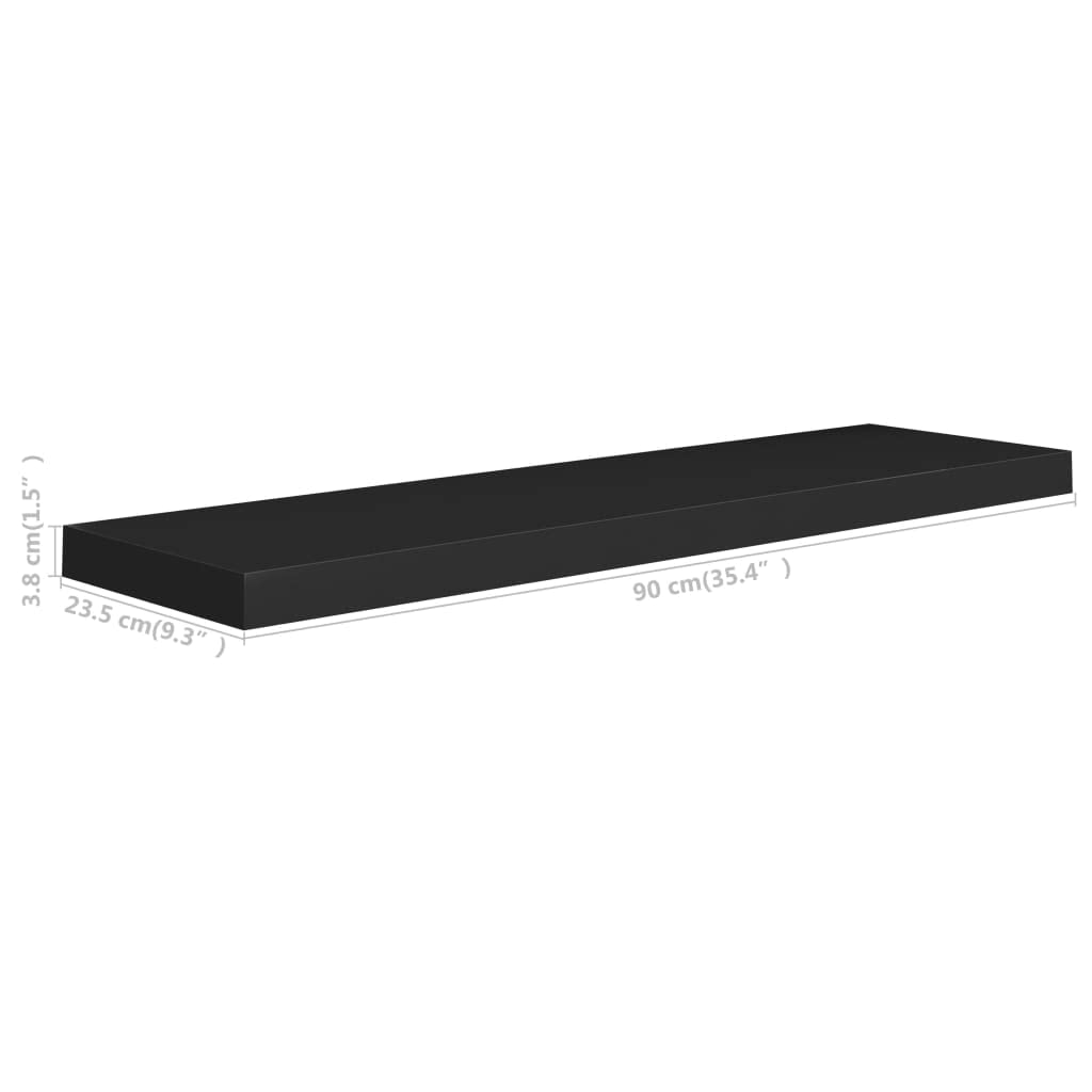 vidaXL Floating Wall Shelves 4 pcs Black 35.4"x9.3"x1.5" MDF