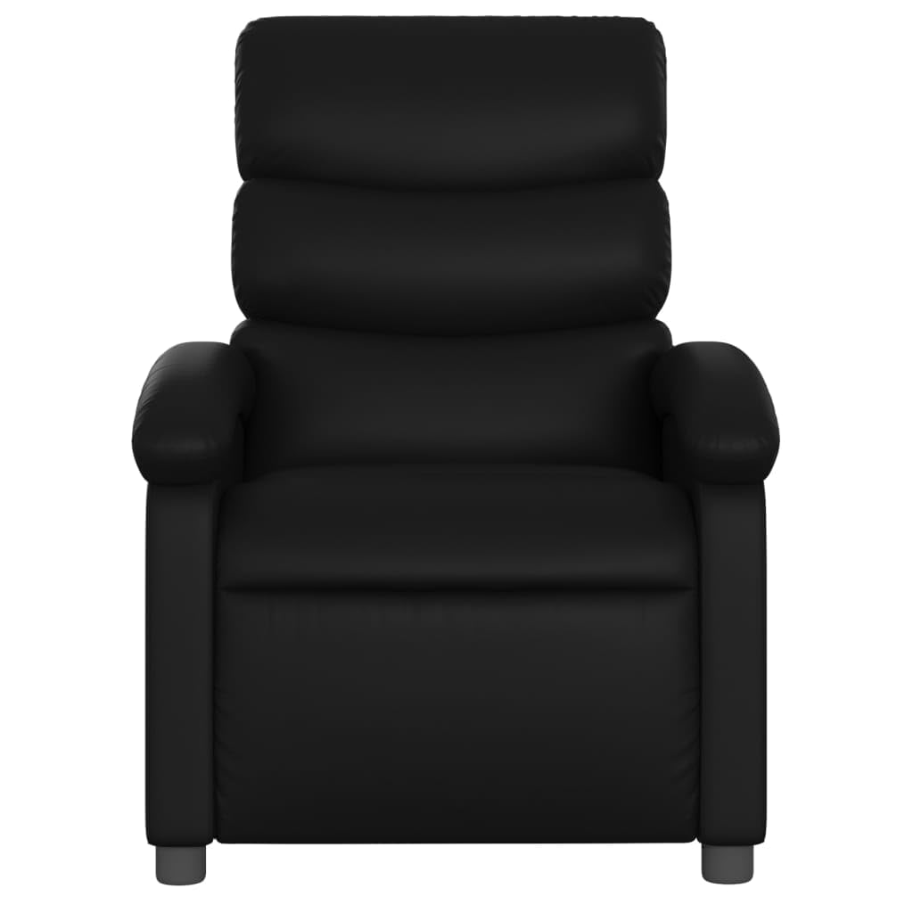 vidaXL Massage Recliner Chair-Black Faux Leather Manual Reclining Armchair with Vibration, Side Pocket and Adjustable Comfort