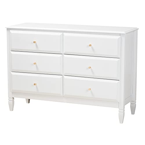 Baxton Studio Elise Bedroom Set, Queen, White/Gold